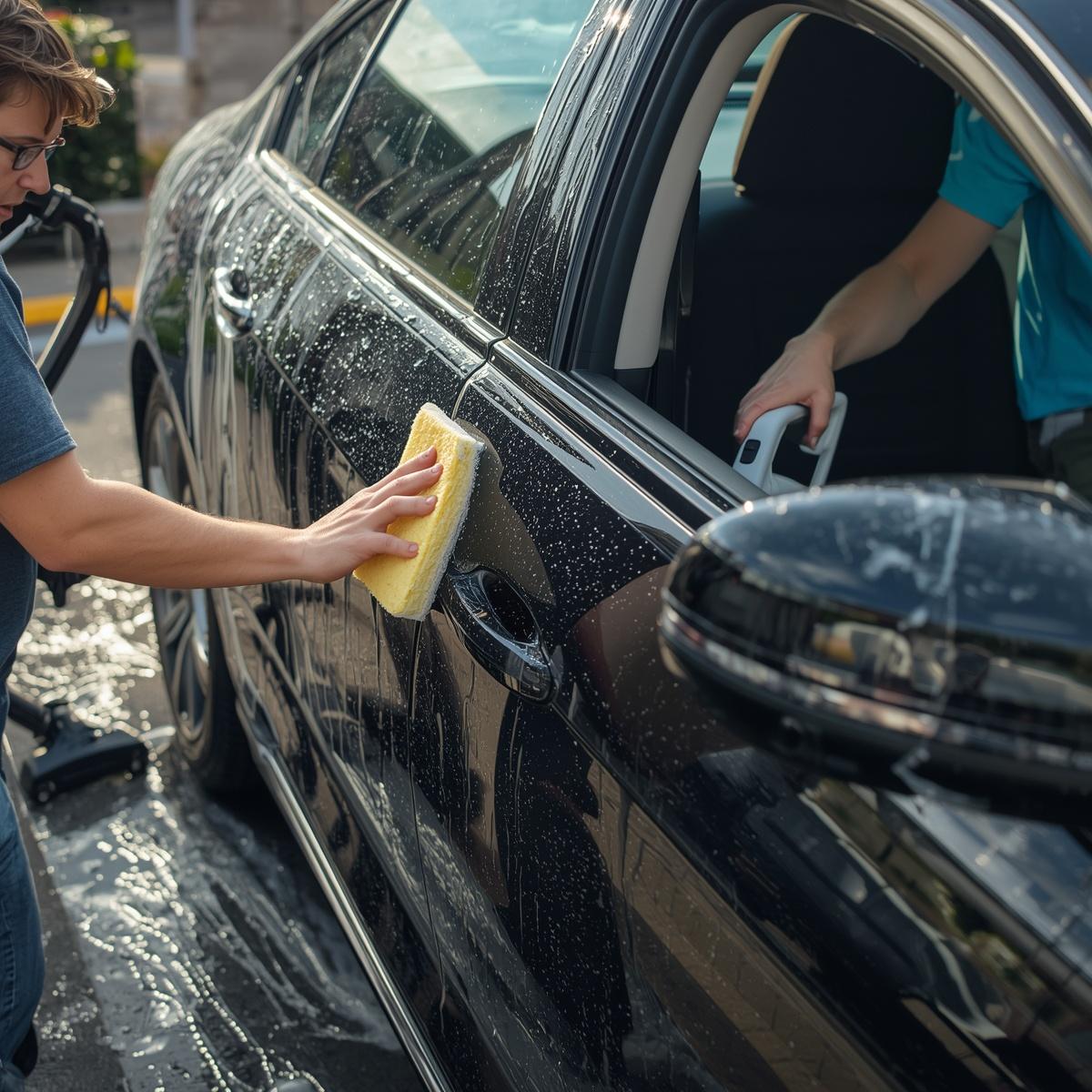 Braxylonfrozia detailing professional carefully hand washing a vehicle